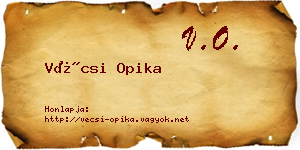 Vécsi Opika névjegykártya